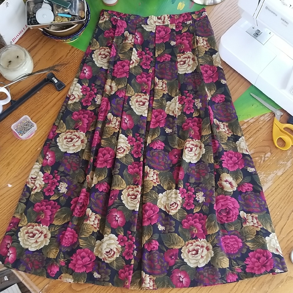 Vintage Liz Claiborne Floral Maxi Skirt - Pink and Green